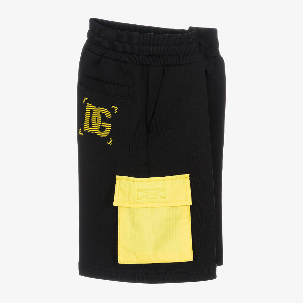 Dolce & Gabbana-Boys Black & Yellow Logo Shorts | Childrensalon Outlet