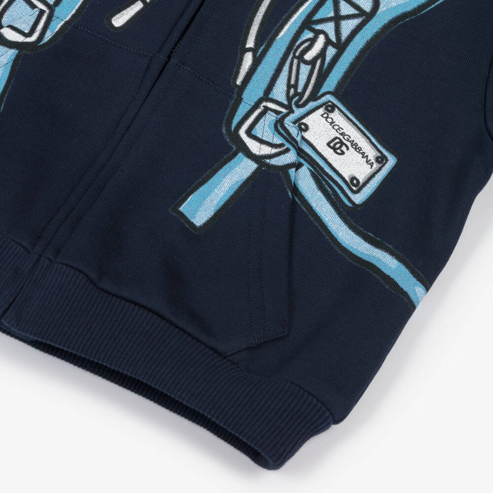 Dolce & Gabbana-Boys Blue Backpack Print Zip-Up Top | Childrensalon Outlet