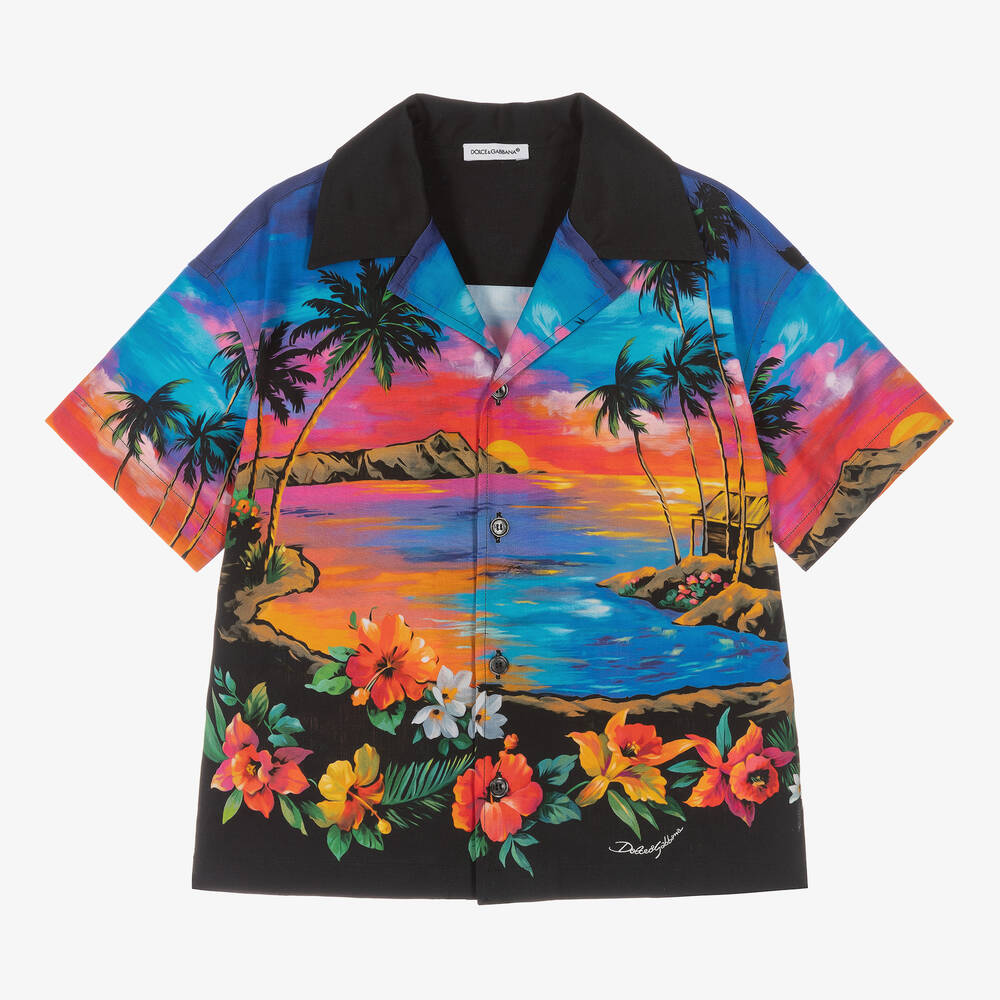 Dolce & Gabbana - Hawaii-Hemd in Blau und Schwarz | Childrensalon