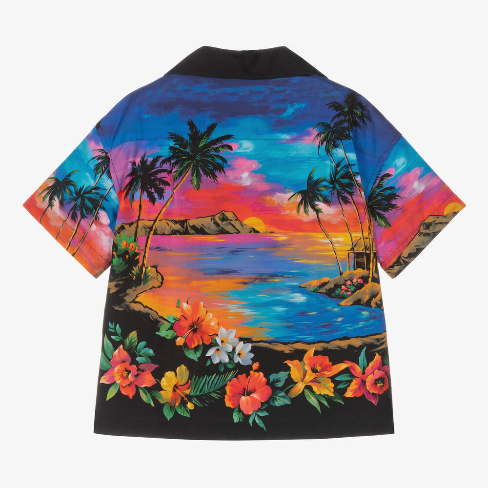 【関税込み】dolce & gabbana COTTON 'HAWAII' SHIRT Dolce & Gabbana - Boys Blue & Black Hawaii Shirt