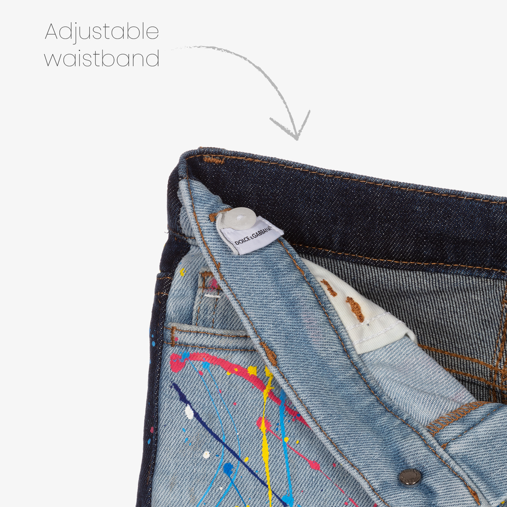  دولتشي آند غابانا-جينز قطن دنيم لون أزرق للأولاد | Childrensalon Outlet