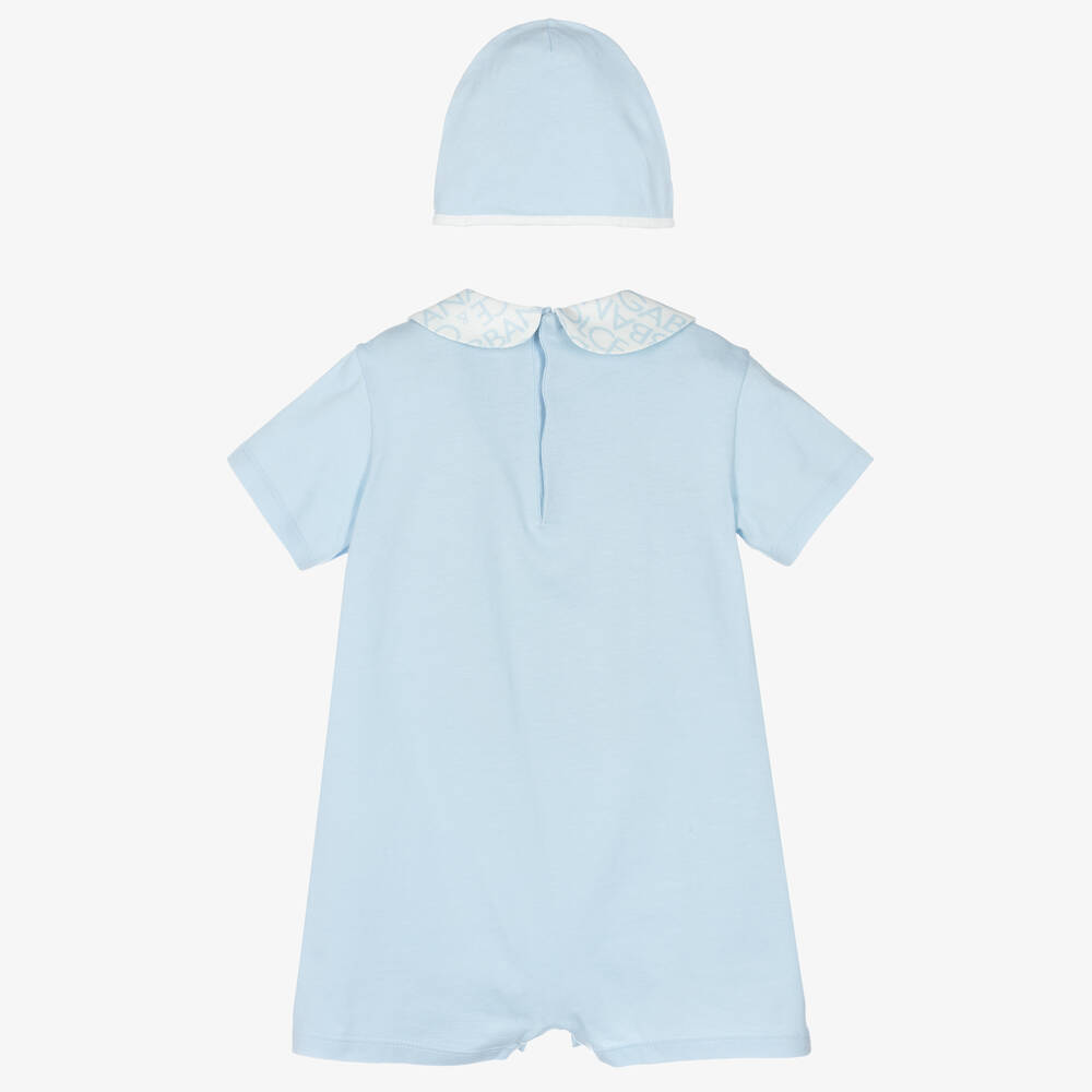 Dolce & Gabbana-Boys Blue Cotton Babysuit Gift Set | Childrensalon Outlet