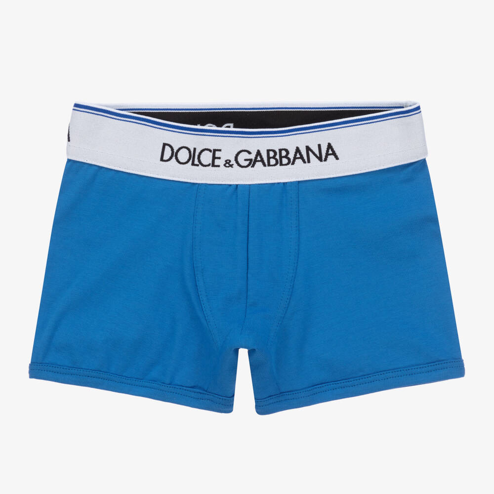 Dolce & Gabbana-Boys Blue Cotton Boxer Shorts (2 Pack) | Childrensalon Outlet