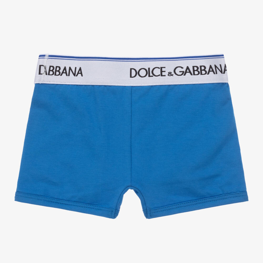 Dolce & Gabbana-Boys Blue Cotton Boxer Shorts (2 Pack) | Childrensalon Outlet