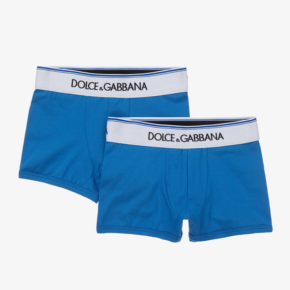 Dolce & Gabbana-Boys Blue Cotton Boxer Shorts (2 Pack) | Childrensalon Outlet