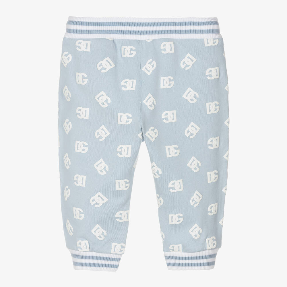 Dolce & Gabbana-Голубые хлопковые джоггеры с принтом DG | Childrensalon Outlet