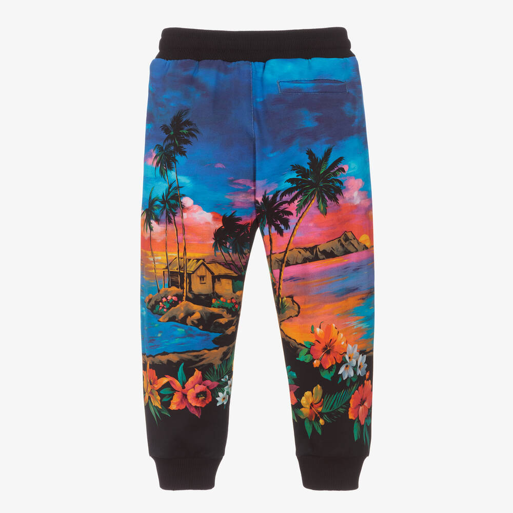 Dolce & Gabbana-Boys Blue Cotton Hawaiian Joggers | Childrensalon Outlet