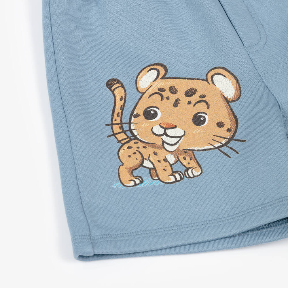 Dolce & Gabbana-Boys Blue Cotton Leopard Motif Shorts | Childrensalon Outlet