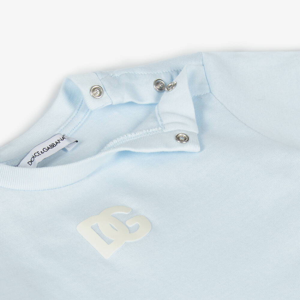 Dolce & Gabbana-Boys Blue Cotton Leopard T-Shirt | Childrensalon Outlet