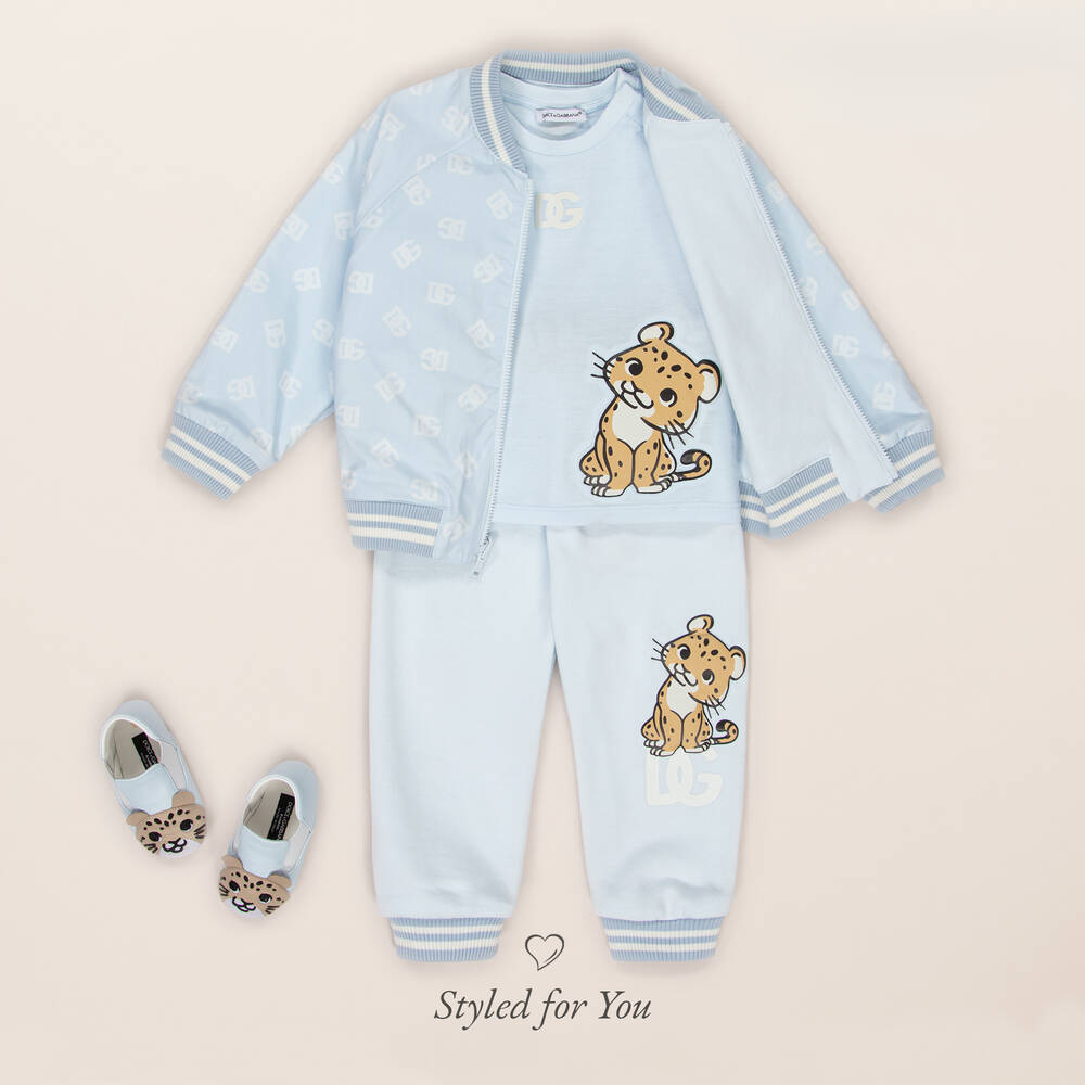 Dolce & Gabbana-Boys Blue Cotton Leopard T-Shirt | Childrensalon Outlet