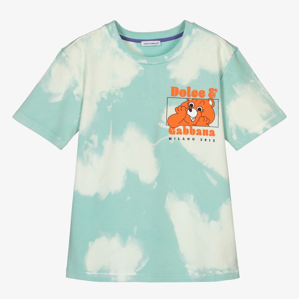 Dolce & Gabbana-Boys Blue Cotton Logo T-Shirt | Childrensalon Outlet