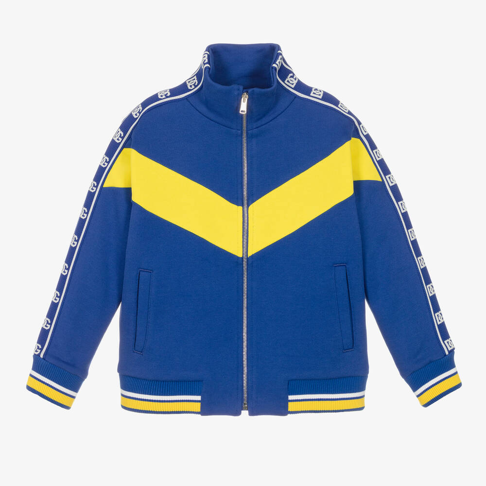 Dolce & Gabbana - Boys Blue Cotton Logo Zip-Up Top | Childrensalon