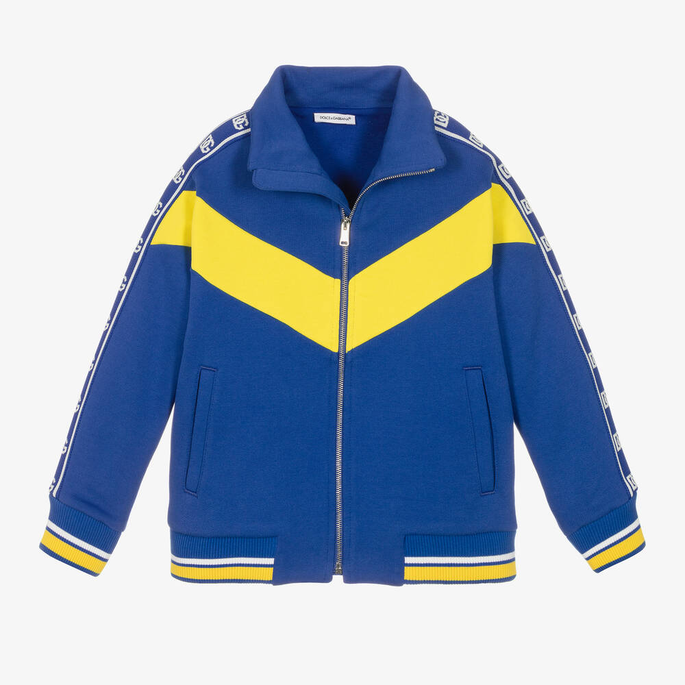 Dolce & Gabbana-Boys Blue Cotton Logo Zip-Up Top | Childrensalon Outlet