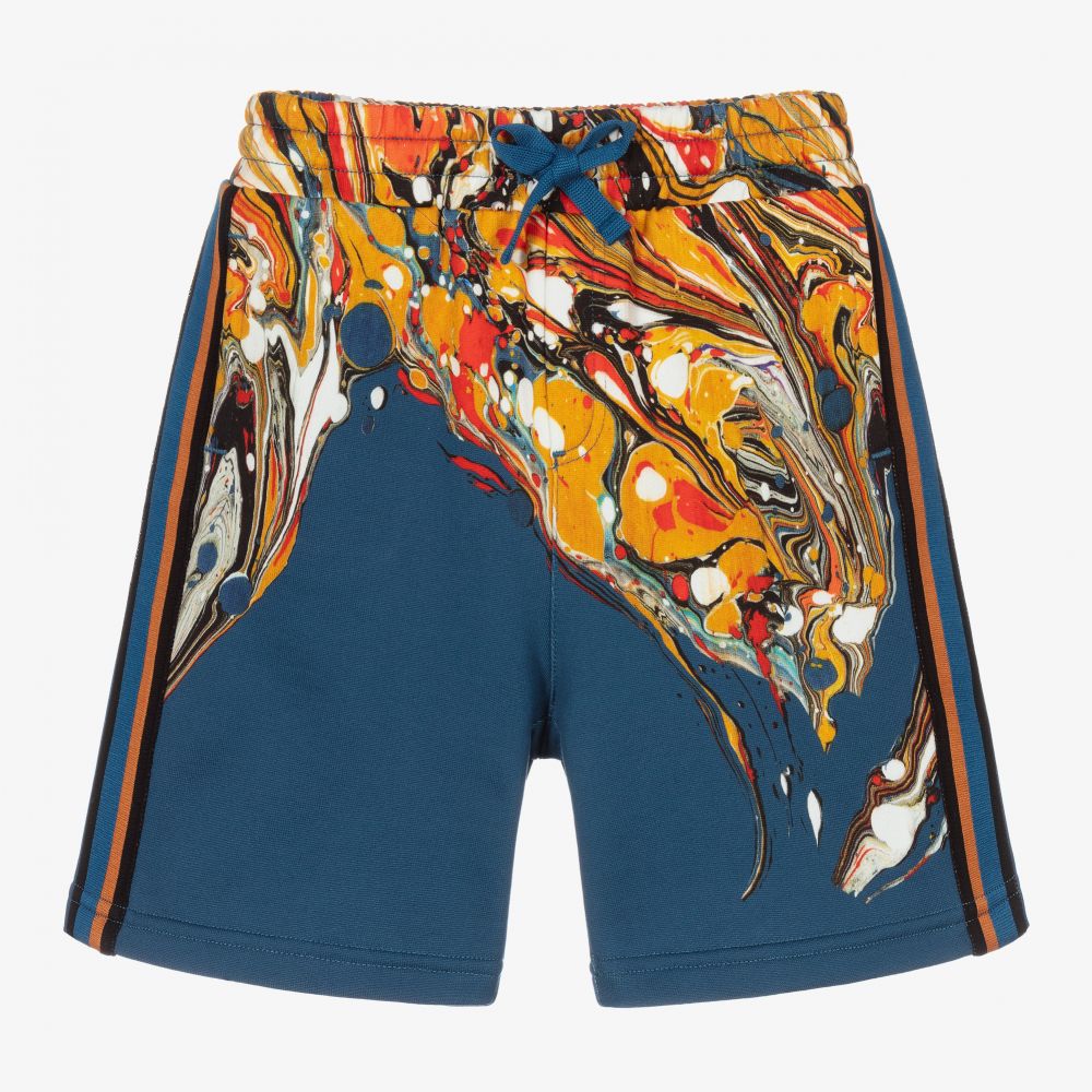 Dolce & Gabbana - Boys Blue Cotton Marble Shorts | Childrensalon