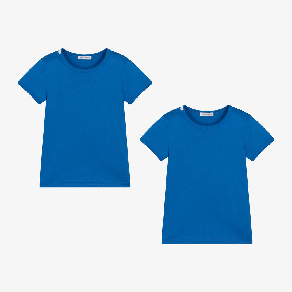 Dolce & Gabbana-Boys Blue Cotton T-Shirts (2 Pack) | Childrensalon Outlet