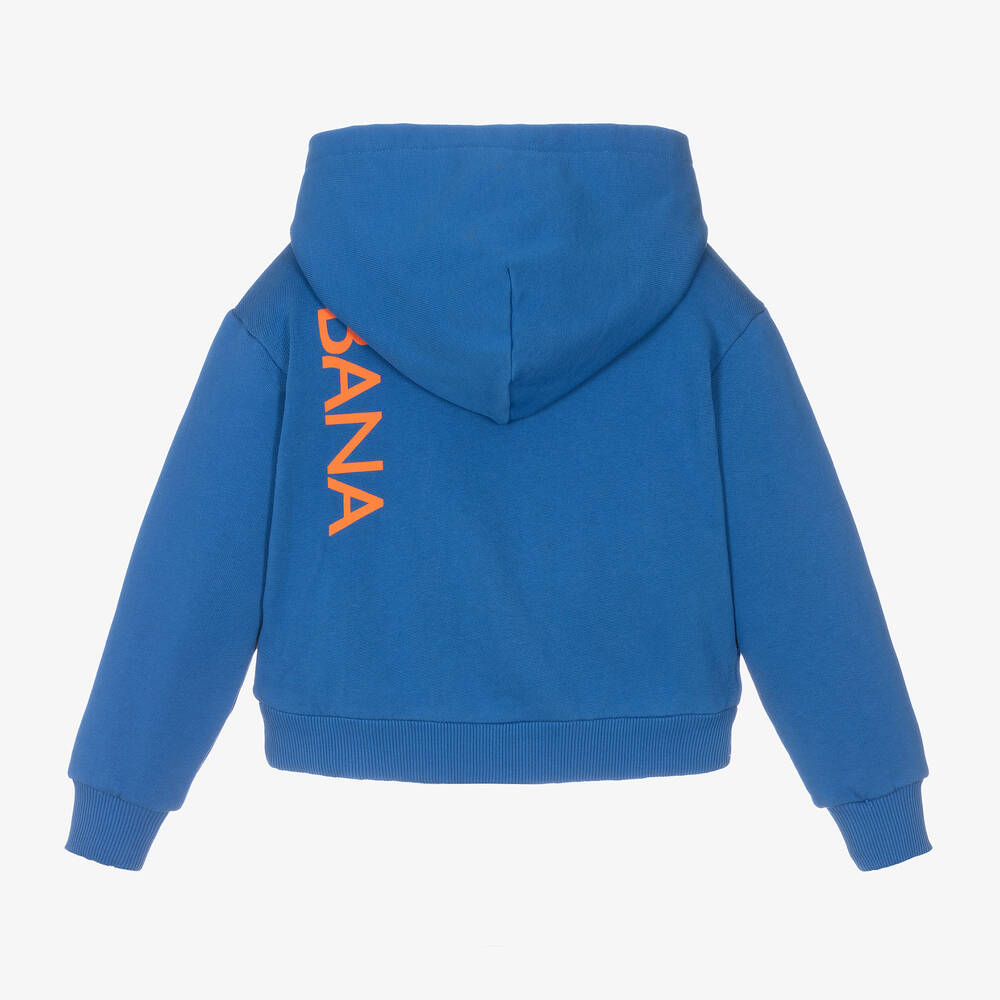 Dolce Gabbana Boys Blue Cotton Zip Up Hoodie Childrensalon Outlet