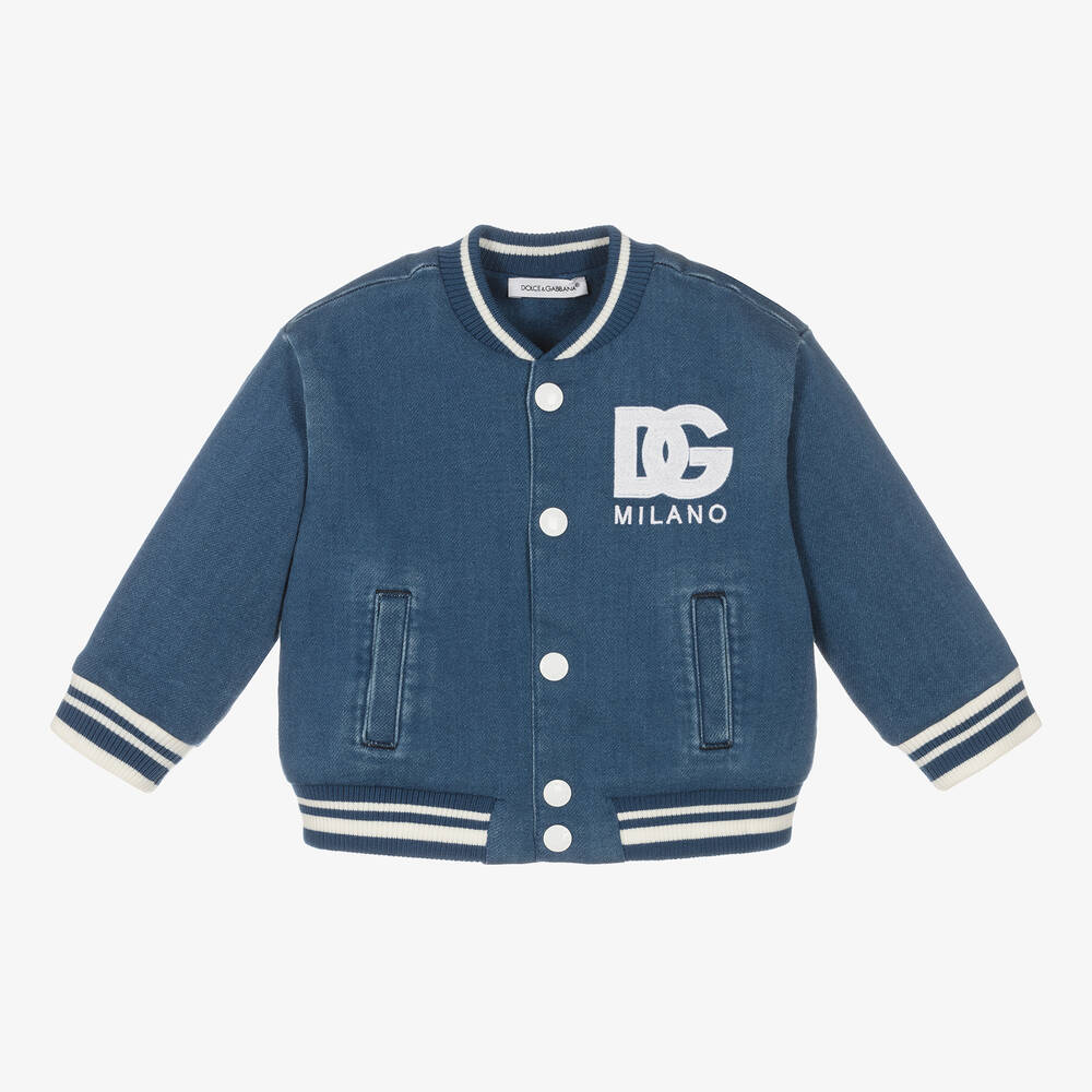 Dolce & Gabbana - Bomber bleu DG entrelacés garçon | Childrensalon