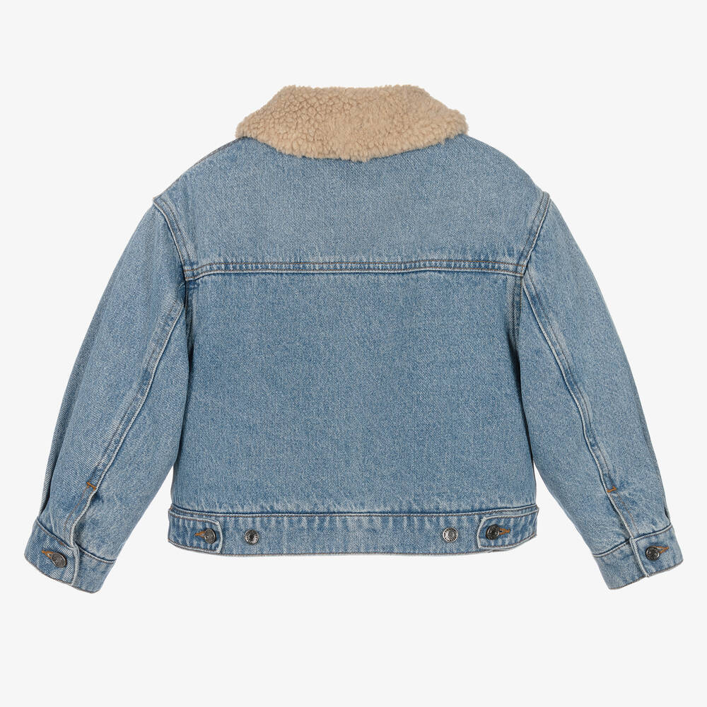 Dolce & Gabbana-Boys Blue Denim Faux Shearling Jacket | Childrensalon Outlet