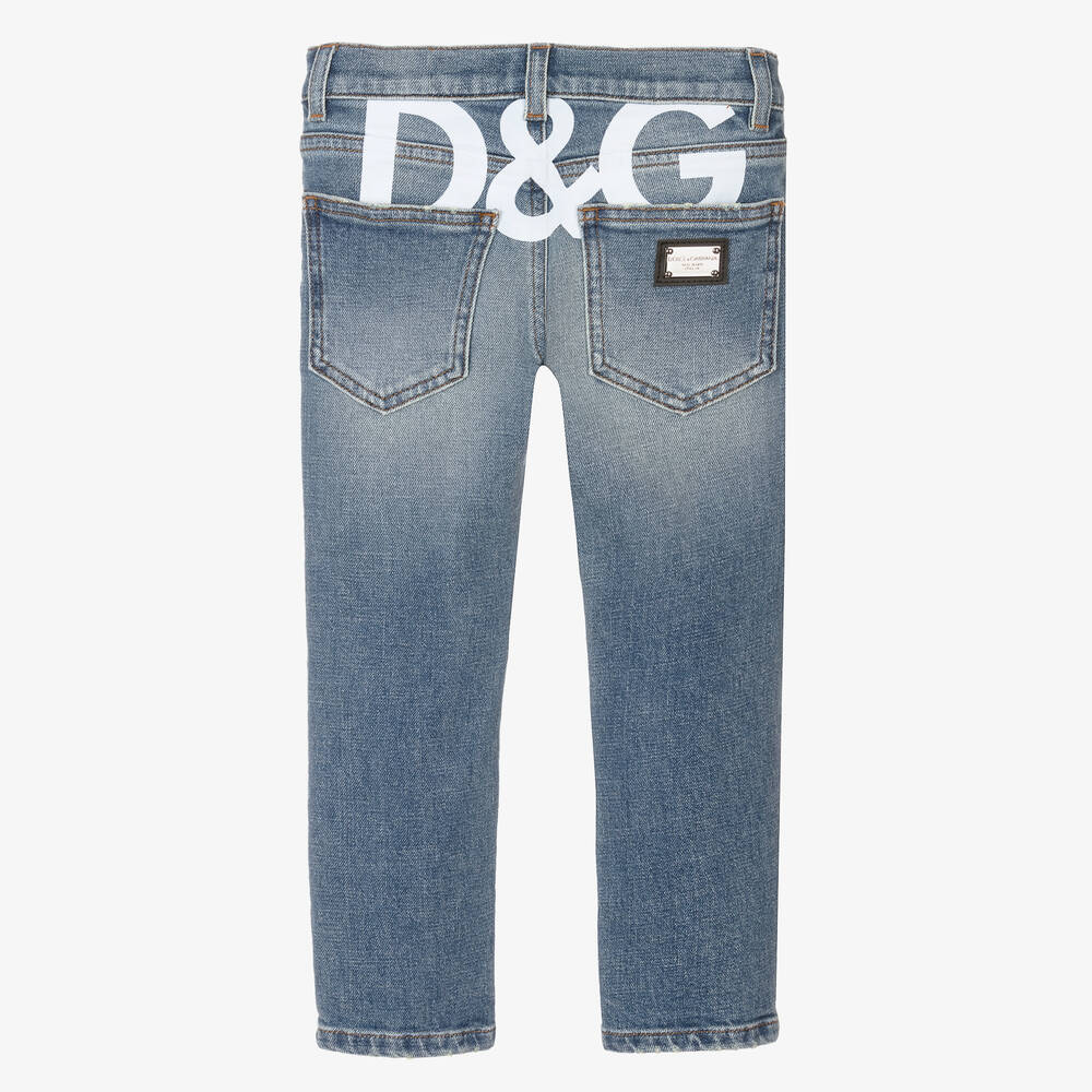 Dolce & Gabbana-Boys Blue Denim Graphic Jeans | Childrensalon Outlet