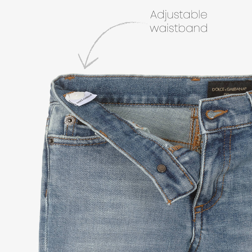 Dolce & Gabbana-Boys Blue Denim Graphic Jeans | Childrensalon Outlet