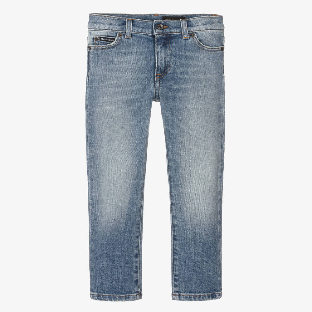 Dolce & Gabbana - Boys Blue Denim Graphic Jeans | Childrensalon