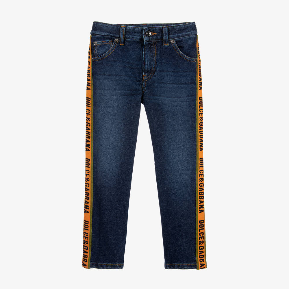 Dolce & Gabbana - Boys Blue Denim Logo Jeans | Childrensalon