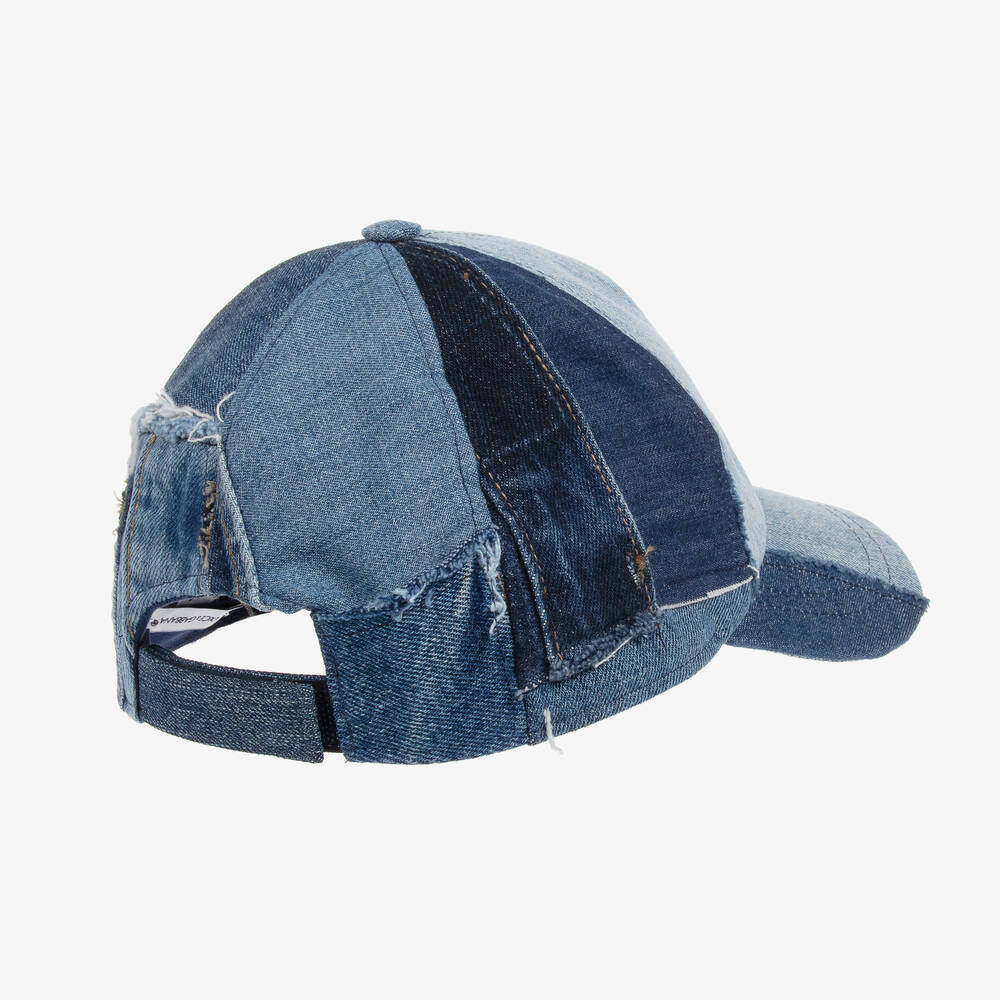 Dolce Gabbana Boys Blue Denim Patchwork Cap