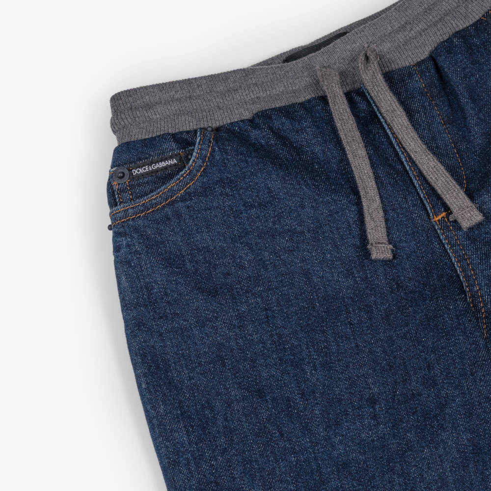 Dolce & Gabbana-Boys Blue Denim Pull-on Jeans | Childrensalon Outlet