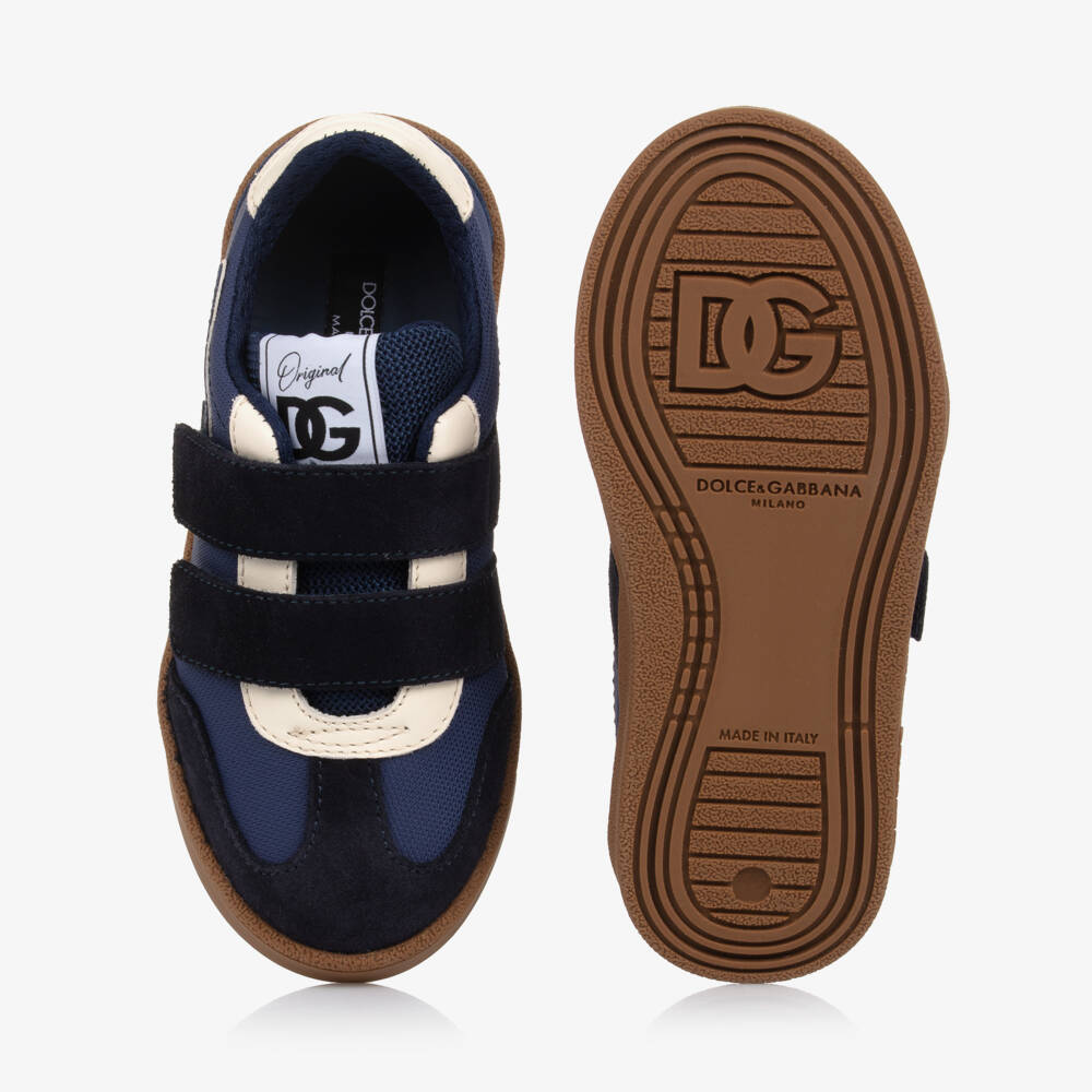 Dolce & Gabbana-حذاء رياضي للأولاد بلون كحلي بتصميم كلاسيكي مع إغلاق فيلكرو | Childrensalon Outlet