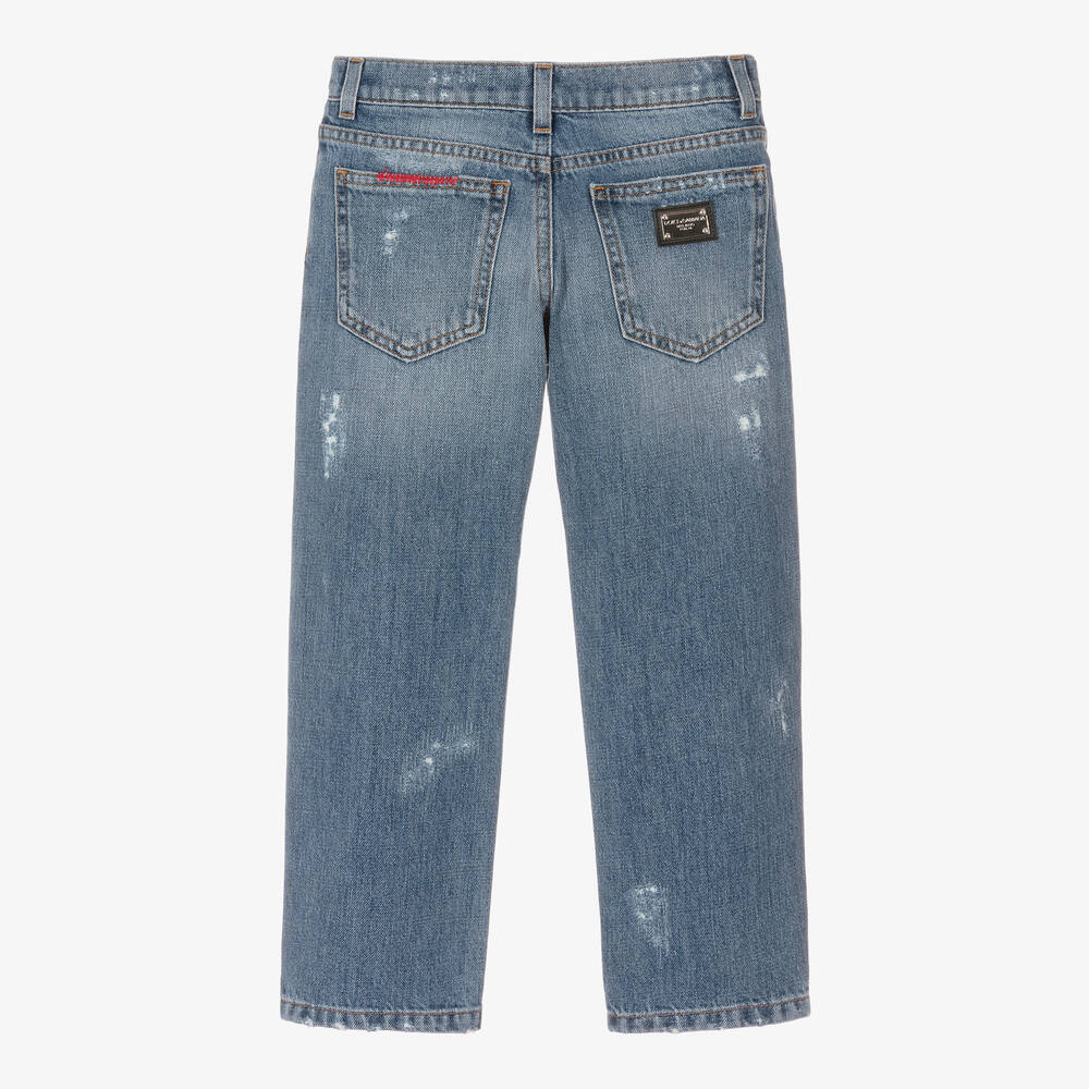 Dolce & Gabbana-Синие джинсы с эффектом потертости | Childrensalon Outlet