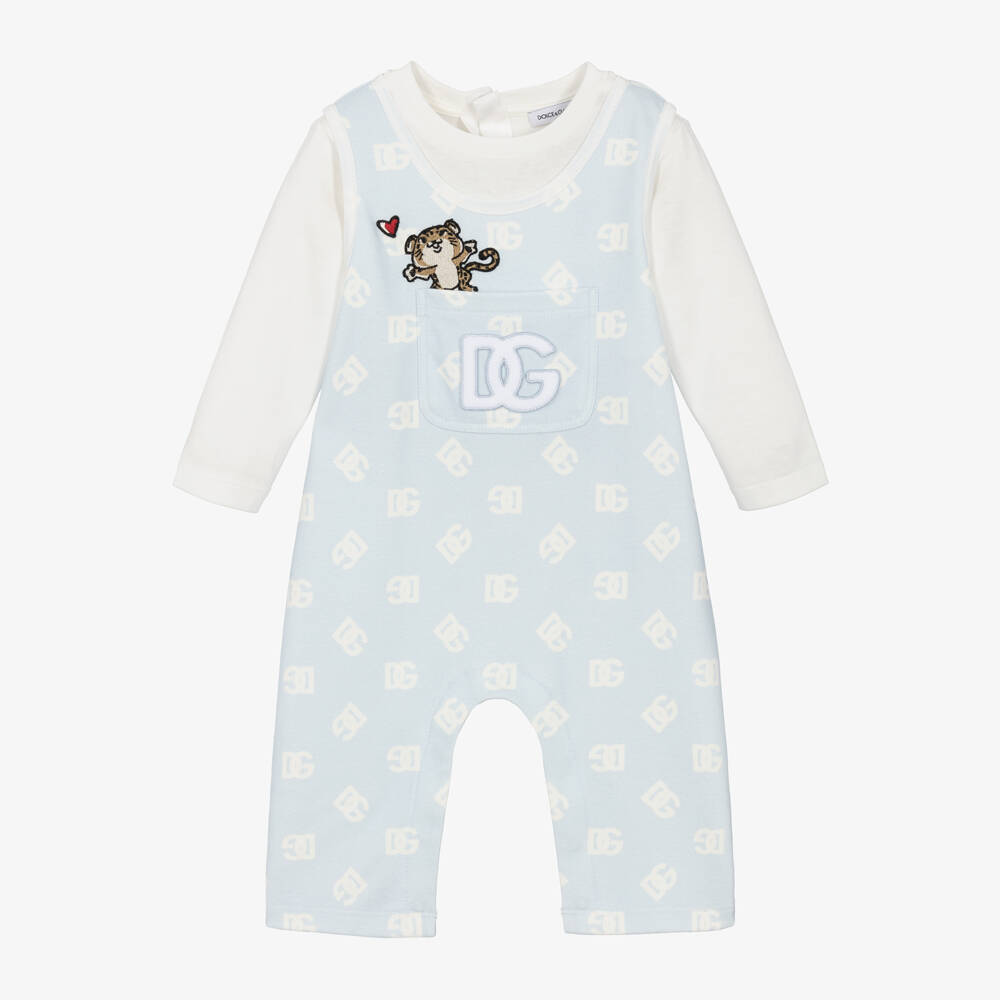 Dolce & Gabbana-Boys Blue Jersey Romper | Childrensalon Outlet