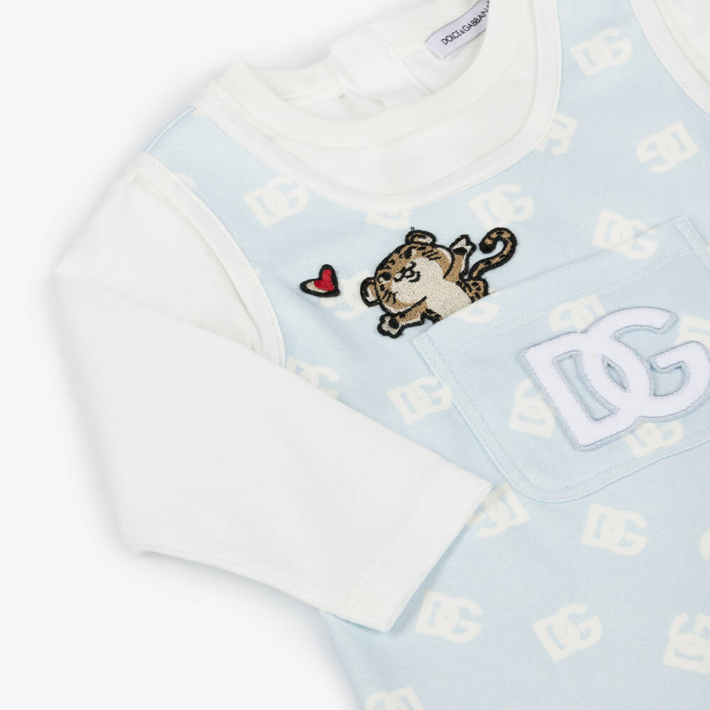 Dolce & Gabbana-Boys Blue Jersey Romper | Childrensalon Outlet