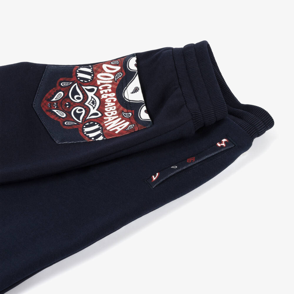 Dolce & Gabbana-بنطلون رياضي قطن جيرسي لون كحلي للاولاد | Childrensalon Outlet