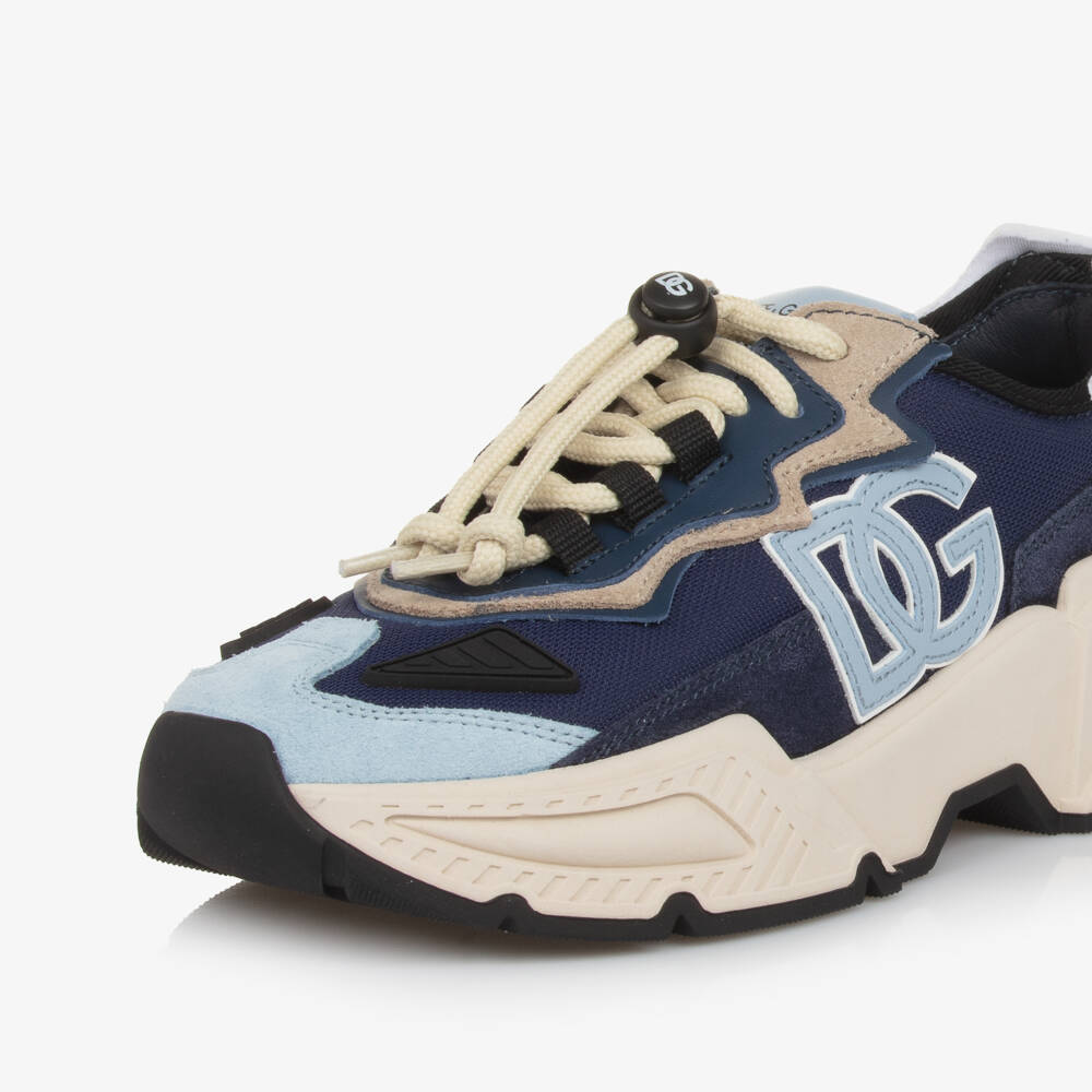Dolce & Gabbana-Boys Blue Leather Mesh Sneakers | Childrensalon Outlet