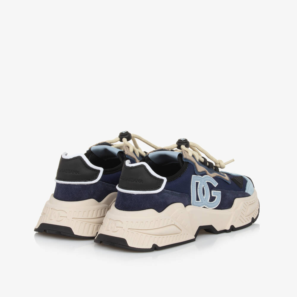 Dolce & Gabbana-Boys Blue Leather Mesh Sneakers | Childrensalon Outlet
