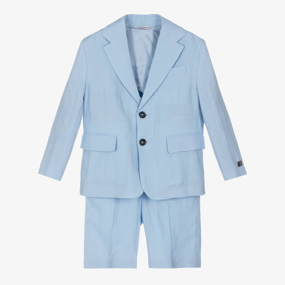 Dolce & Gabbana - Boys Blue Linen 2 Piece Suit | Childrensalon