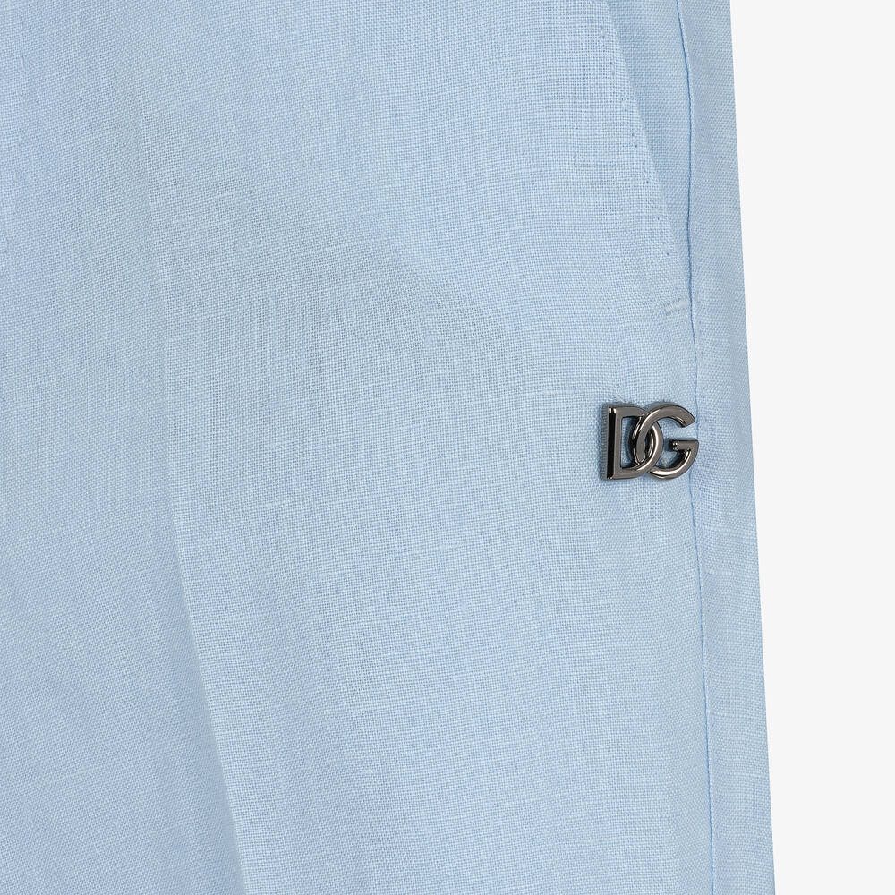 Dolce & Gabbana-شورت برمودا كتان لون أزرق للأولاد | Childrensalon Outlet