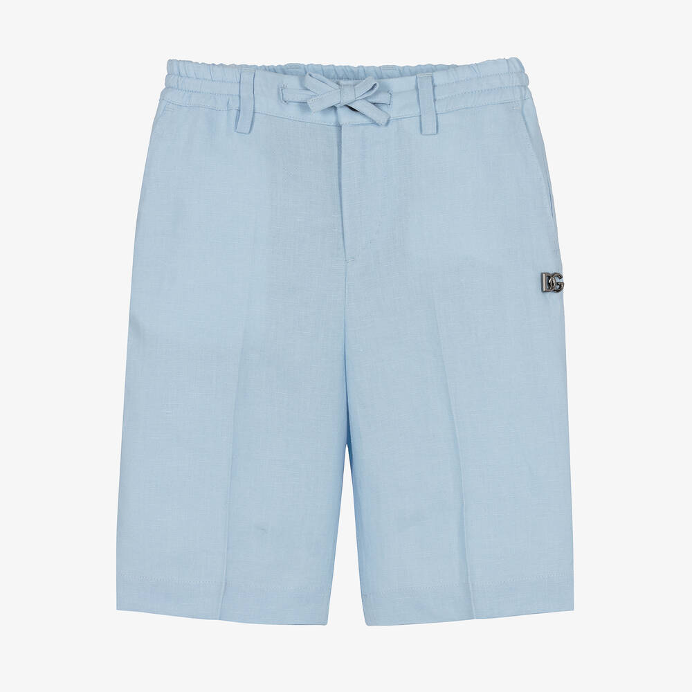 Dolce & Gabbana - Boys Blue Linen Bermuda Shorts | Childrensalon