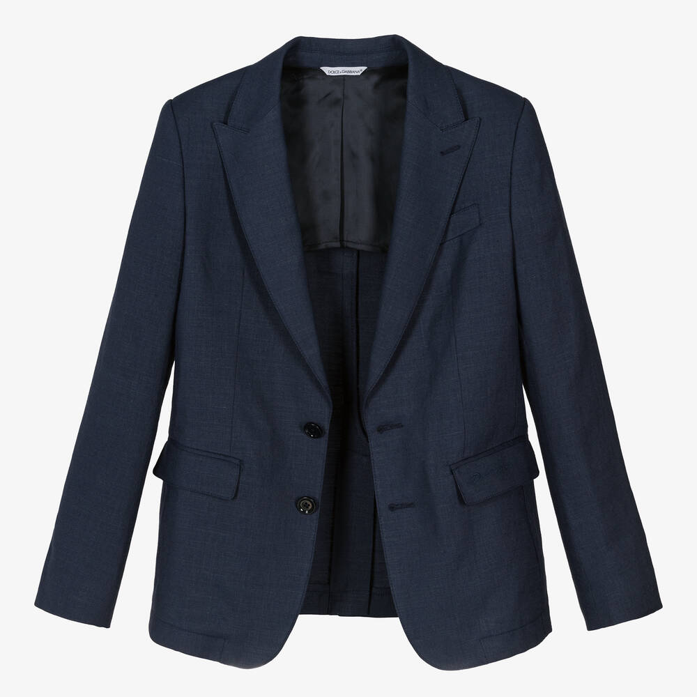 Dolce & Gabbana-Boys Blue Linen Blazer | Childrensalon Outlet
