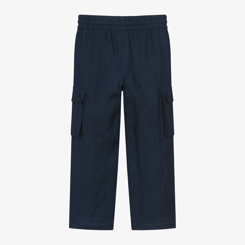 Dolce & Gabbana-Boys Blue Linen Cargo Trousers | Childrensalon Outlet