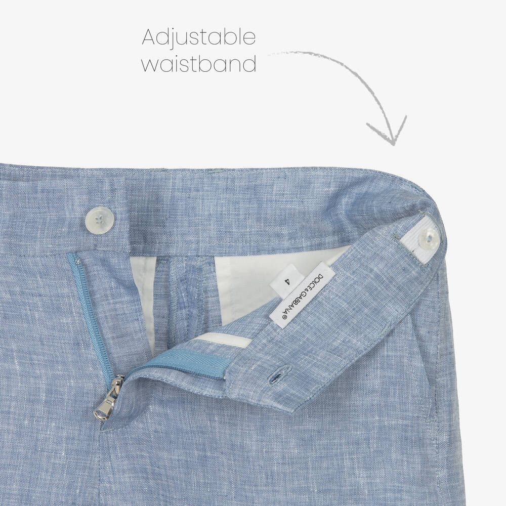 Dolce & Gabbana - Boys Blue Linen Shorts | Childrensalon Outlet
