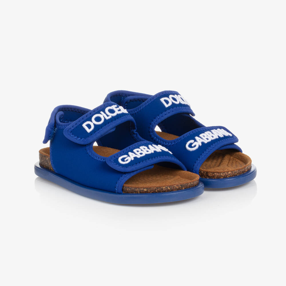 Dolce & Gabbana - Boys Blue Logo Sandals | Childrensalon
