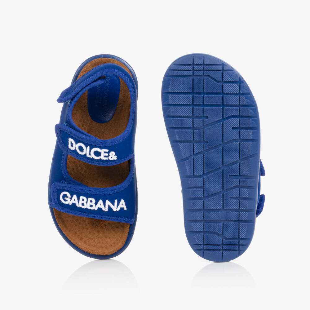Dolce & Gabbana-صندل بشريط لاصق قماش لون أزرق للأولاد | Childrensalon Outlet