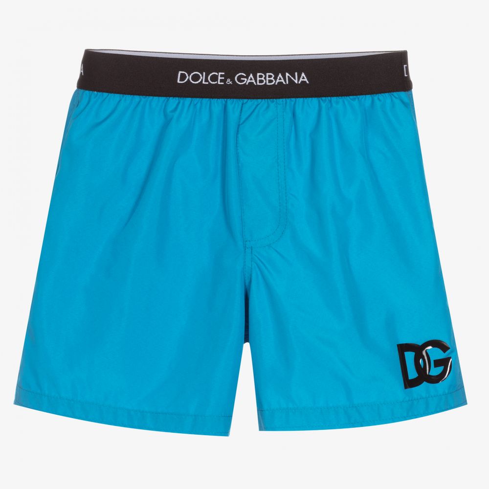 Dolce & Gabbana - Boys Blue Logo Swim Shorts | Childrensalon