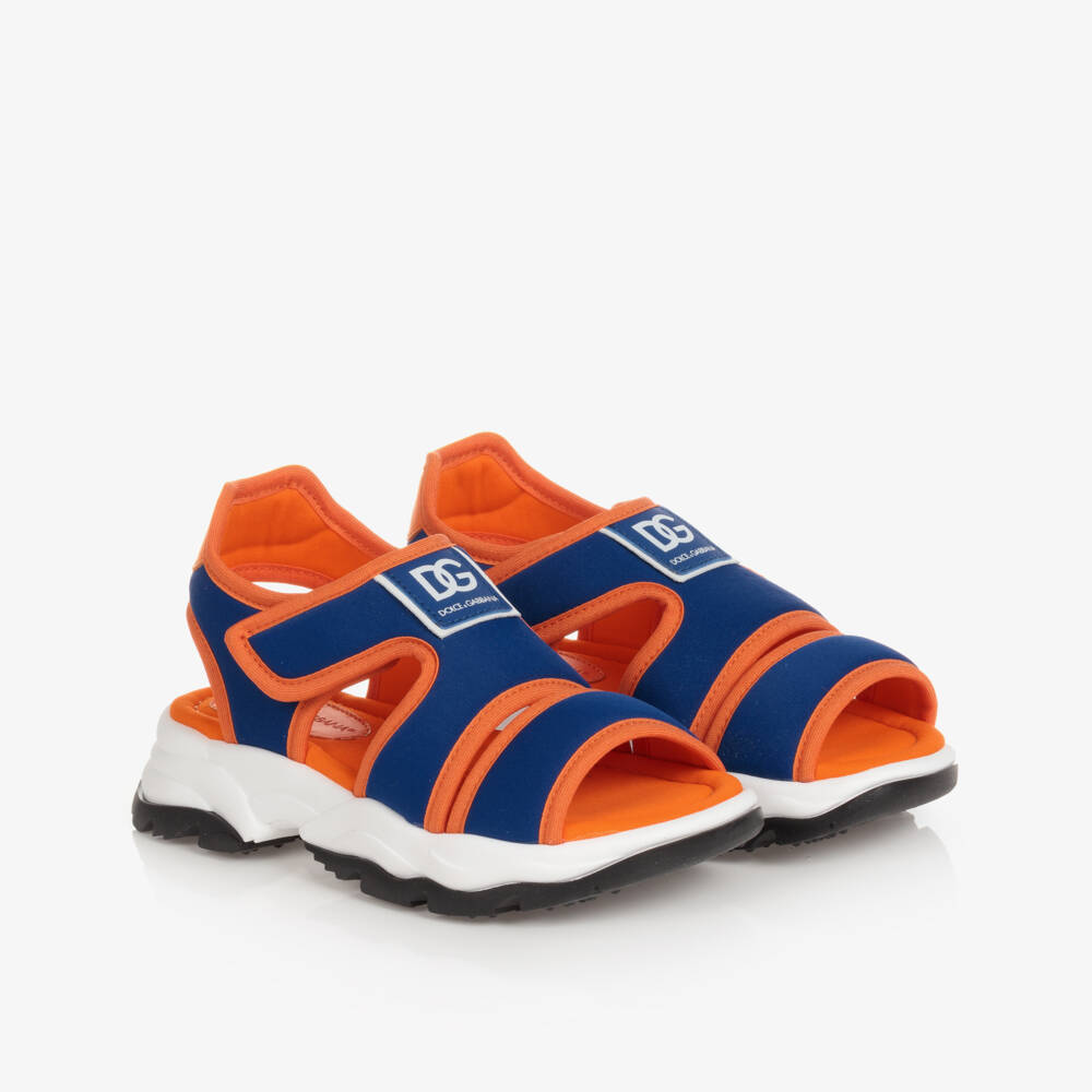 Dolce & Gabbana-Boys Blue & Orange Logo Sandals | Childrensalon Outlet