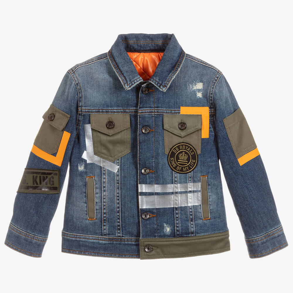 Dolce & Gabbana - Boys Blue Padded Denim Jacket | Childrensalon