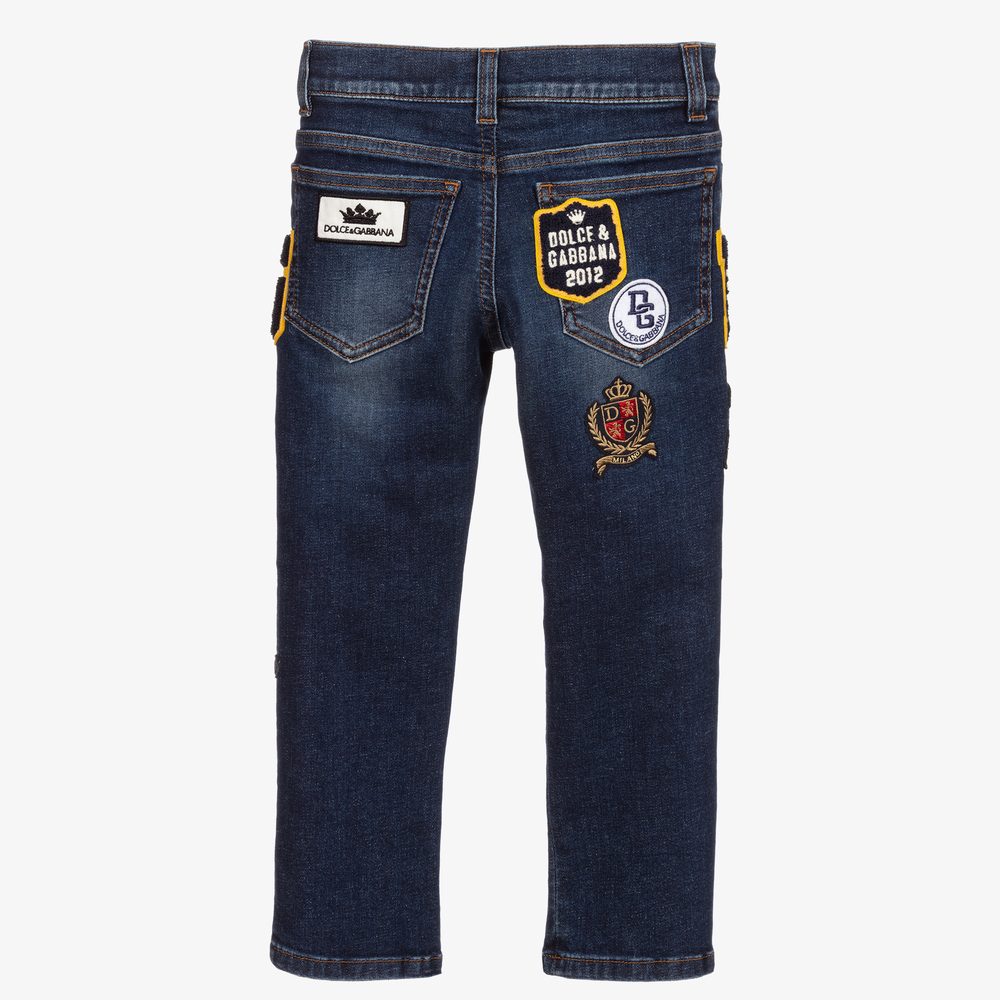Dolce \u0026 Gabbana - Vaqueros azules con parche para niño | Childrensalon  Outlet