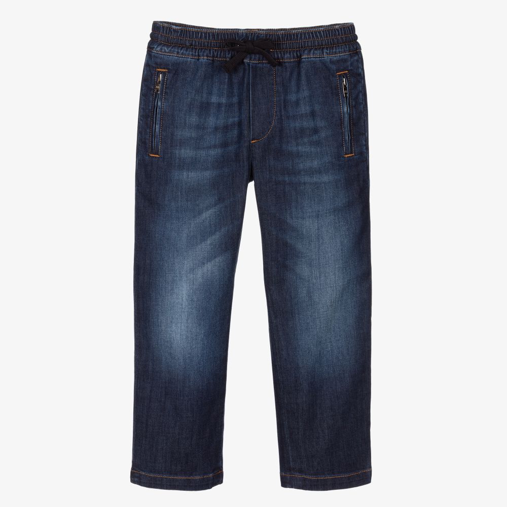 Dolce & Gabbana - Синие джинсы без застежки для мальчиков | Childrensalon