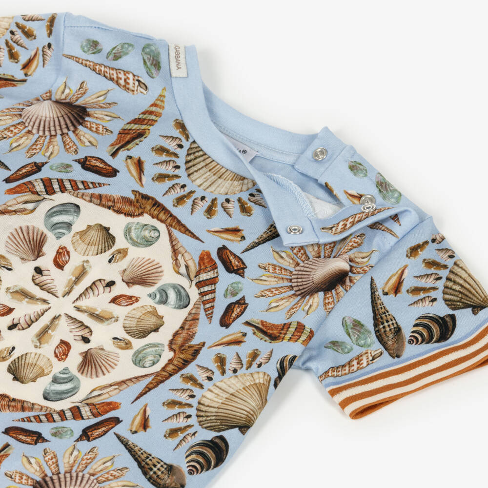 Dolce & Gabbana-Boys Blue Seashell Cotton Tee | Childrensalon Outlet