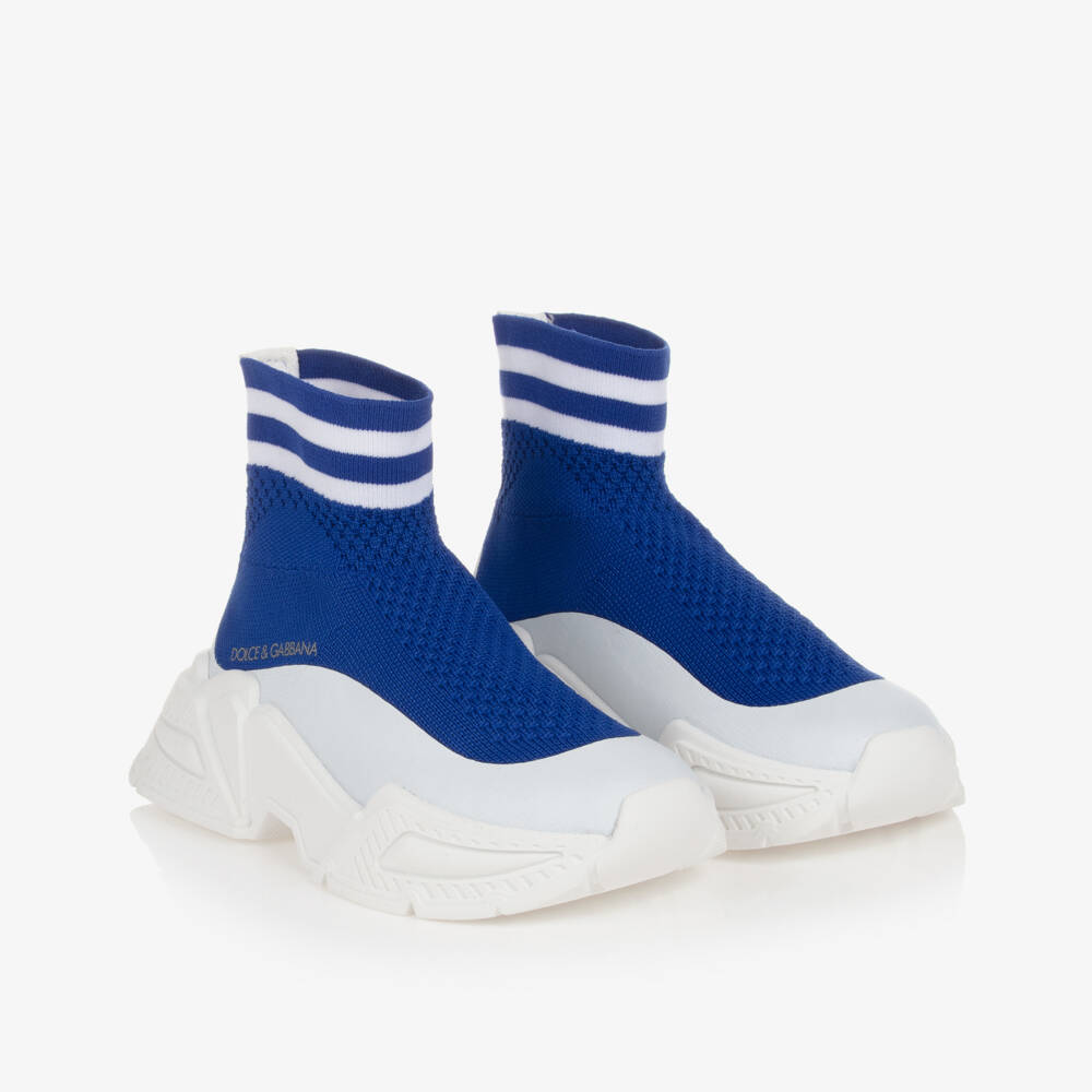 Dolce & Gabbana-Boys Blue Sock Trainers | Childrensalon Outlet